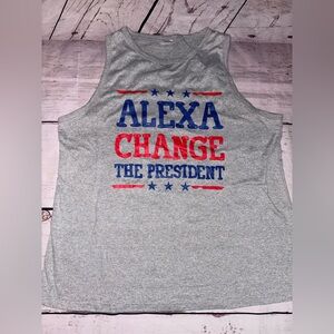 “Alexa change the president” funny graphic tank XL